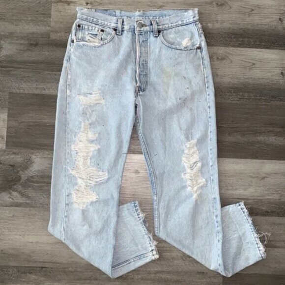 Levi's Other - Levis 501 Original Jeans 1980s 80s Button Fly Distressed Batwing Vintage 32 x 30